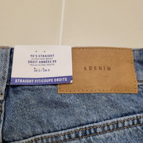 H&M Womens 90's Straight Fit Ultra High Waist Jeans Size 0 Waist 24 100% Cotton - Picture 7 of 9